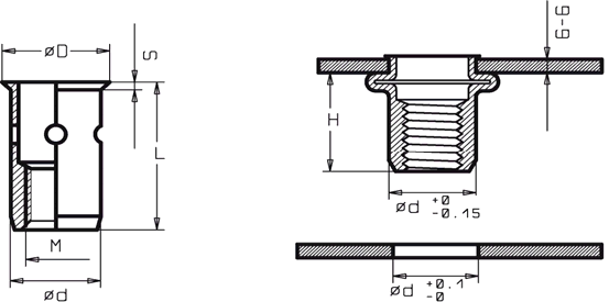 KD-MUTTER RUND LÅGPROFIL Ritning