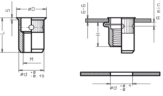 KD-MUTTER RUND LÅGPROFIL RÄFFLAD Ritning